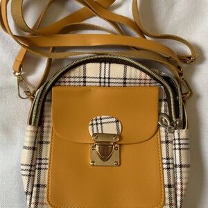 Stylish Yellow Plaid Crossbody Bag
